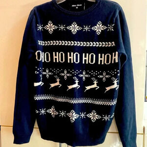 Allen Oliver Christmas New Year Sweater Snow Ho Ho Ho Deer Sz M